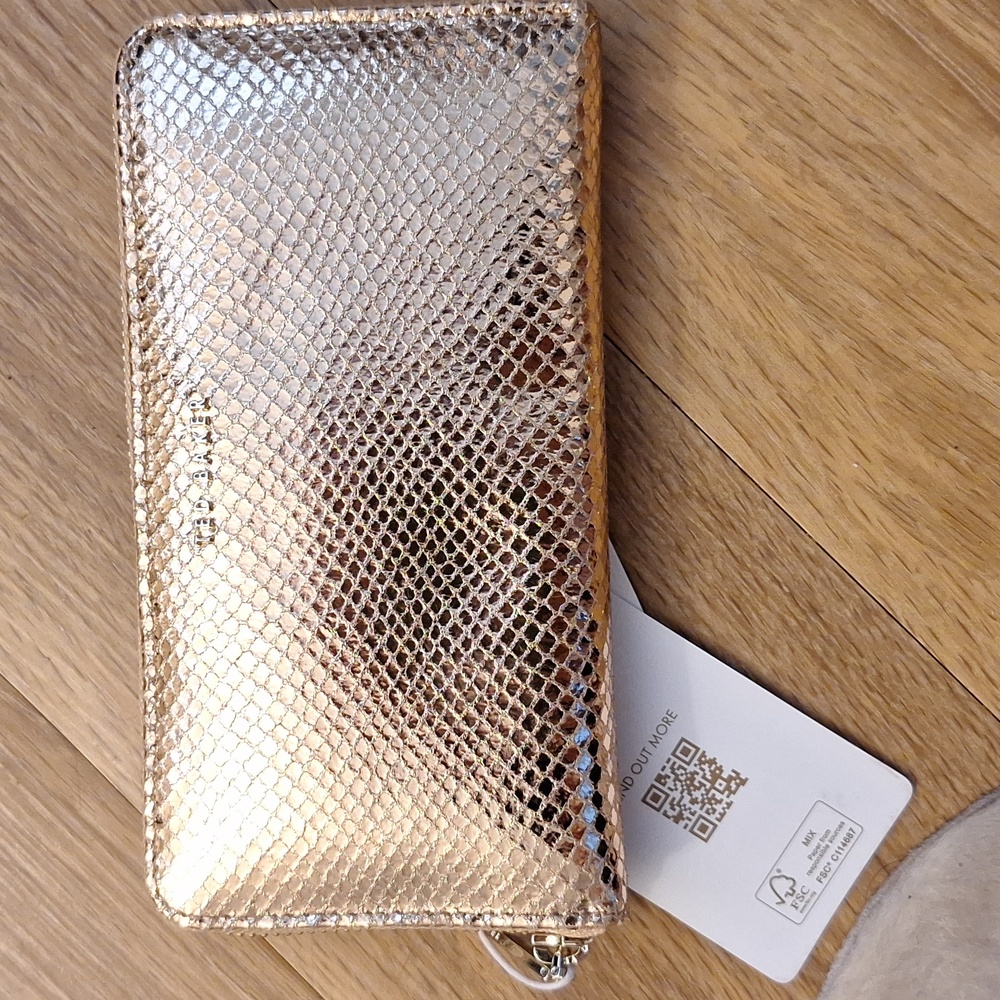Gold snake print Ted baker wallet NWT